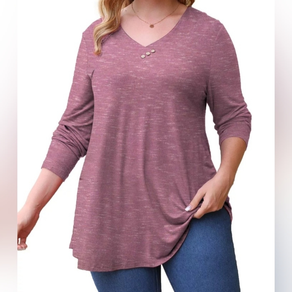 Folunsi Long Sleeve Knit Top Pink Merle Tagged Size 2X